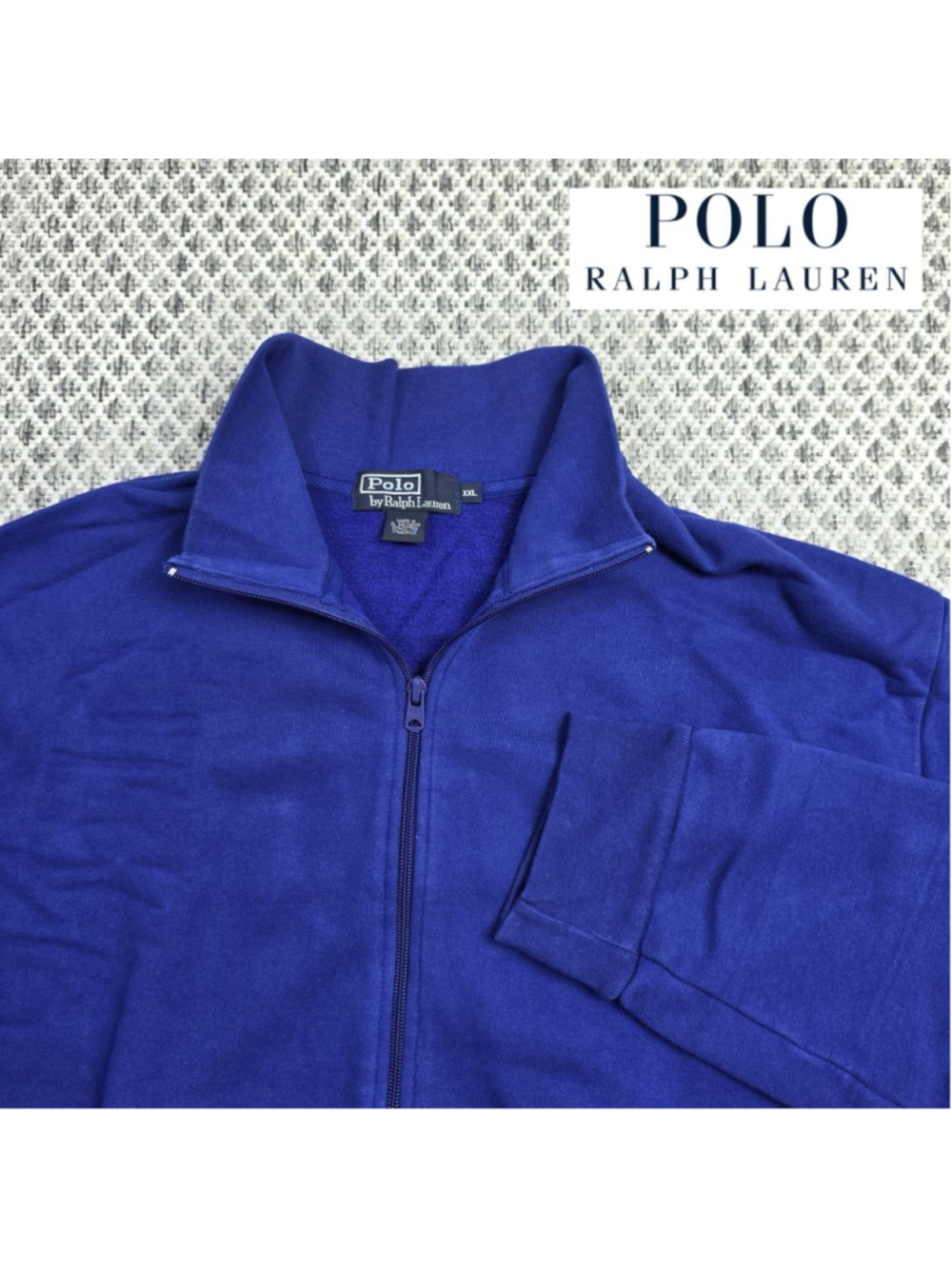 Polo Ralph Lauren Full Zip Sweatshirt Men’s XXL Blue Mock Neck Cotton Jacket